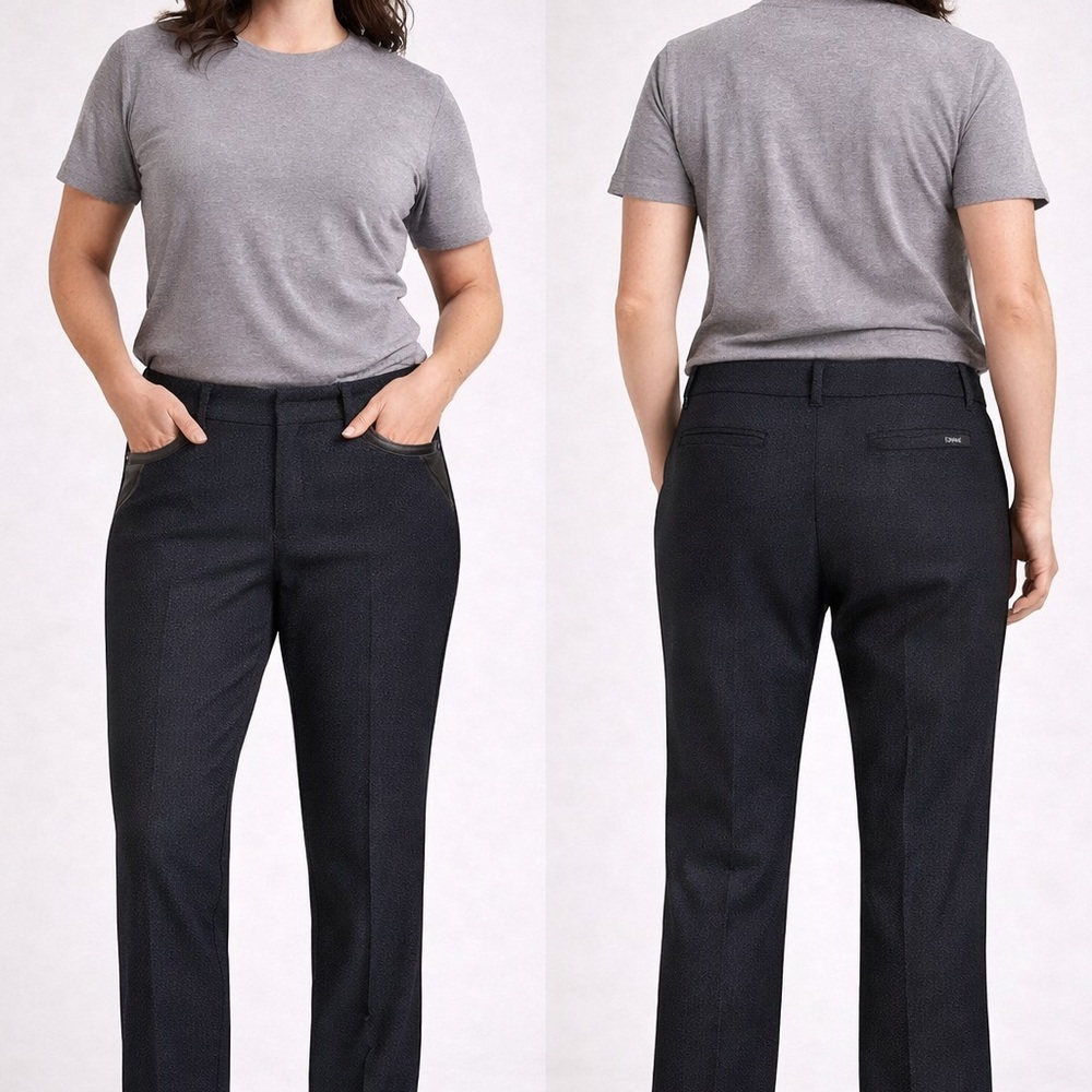 DKNY Black Jeans with Leather‎ Detail